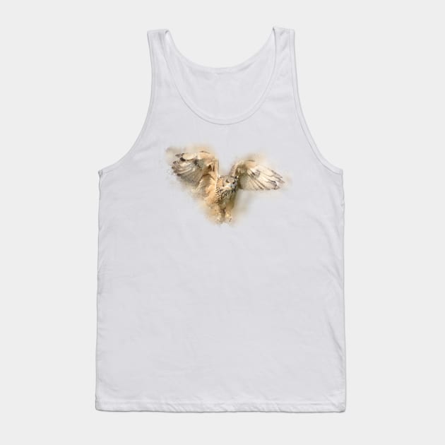 Watercolor Eagle Owl Hunting Tank Top by AmrQadi